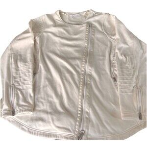 Athleta Moto Jacket Women’s 3X  Beige Stretch Fleece Asymmetrical Full Zip 7756